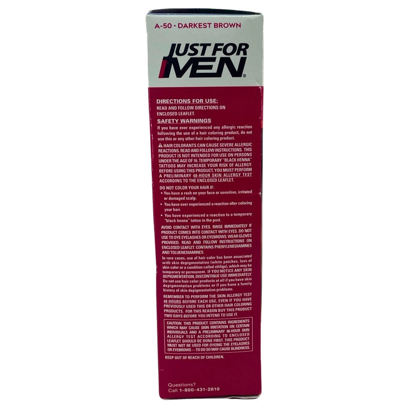 Just For Men Easy Comb-In Color Haircolor Darkest Brown A-50 Targeted Gray Cover