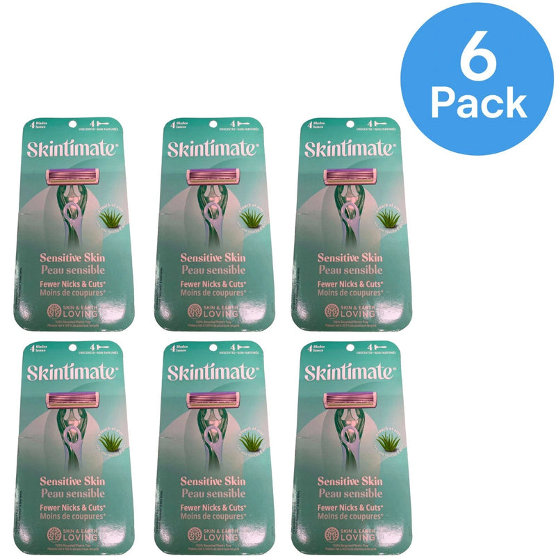 Skintimate Sensitive Skin Disposable Razors with Aloe 4 Count 6 Pack N