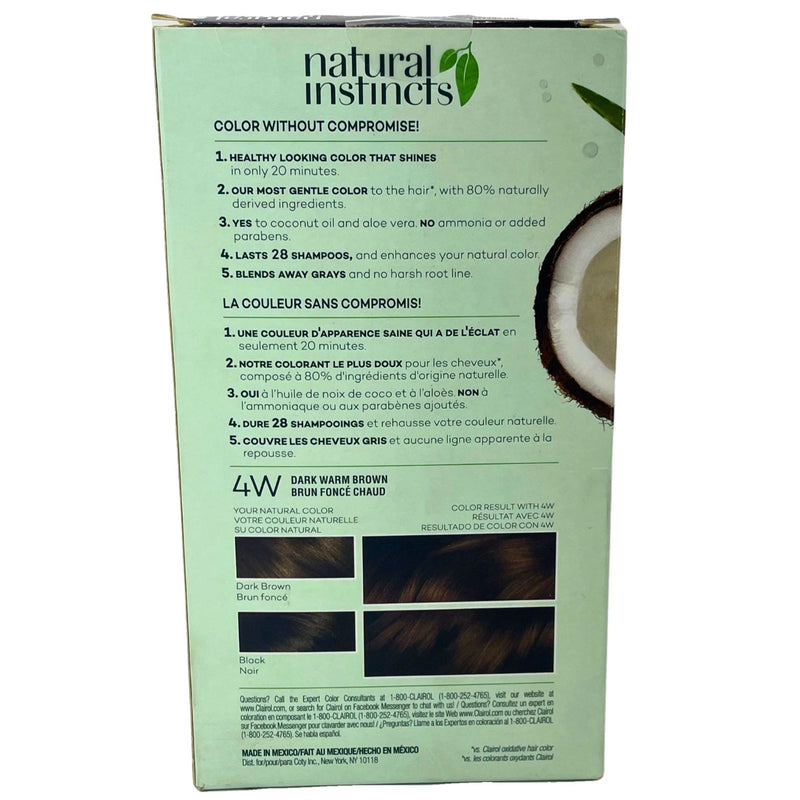 Clairol Natural Instincts 4W Dark Warm Brown Hair Color 3 Pack New