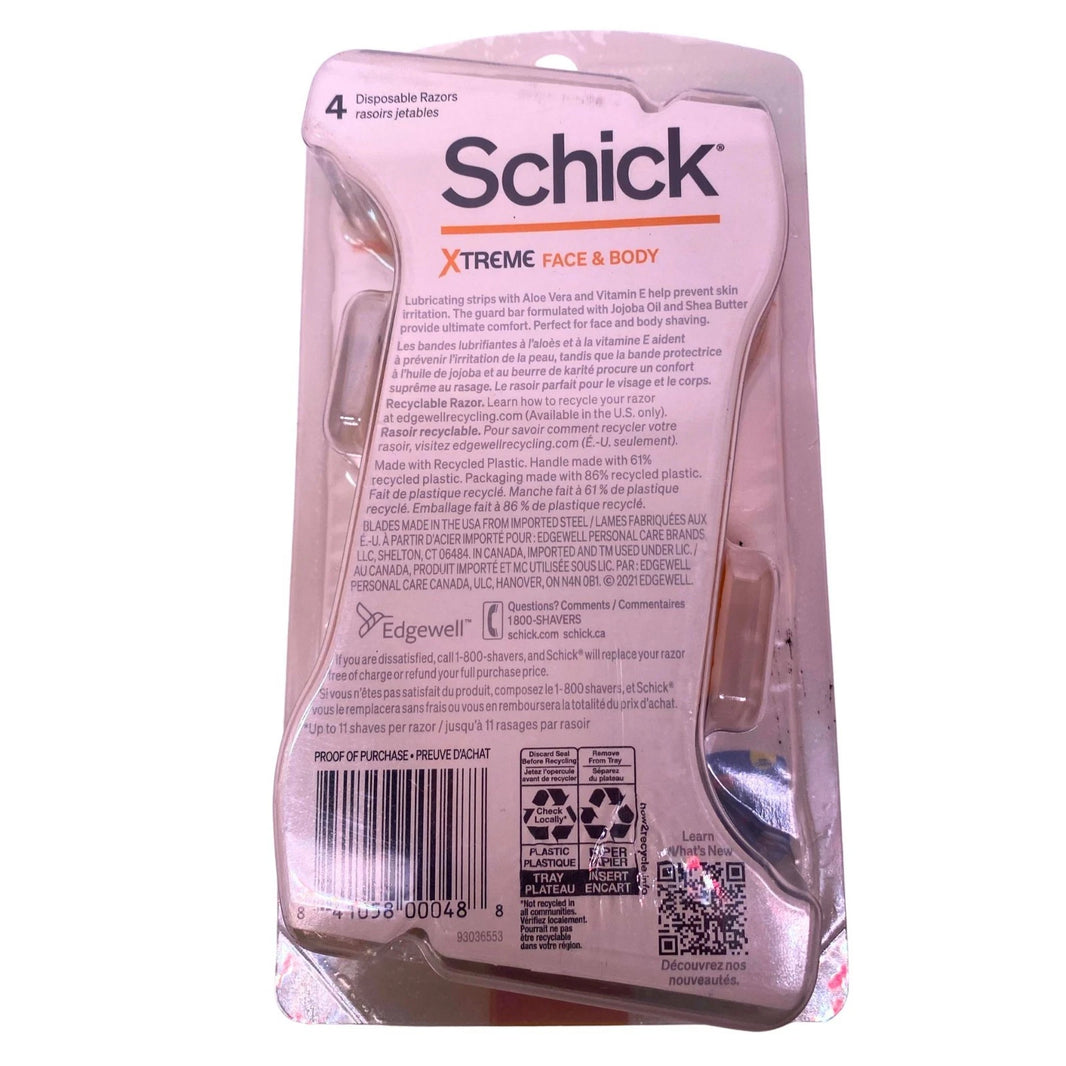 Schick Xtreme Face & Body Disposable Razors 4 Count 3 Pack Bundle New