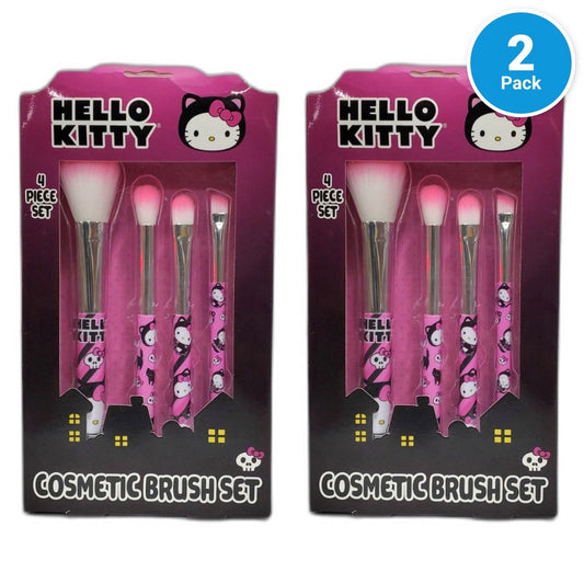 Hello Kitty Halloween Gothic Skull 4-Piece Cosmetic Makeup Brush Pack of 2 New