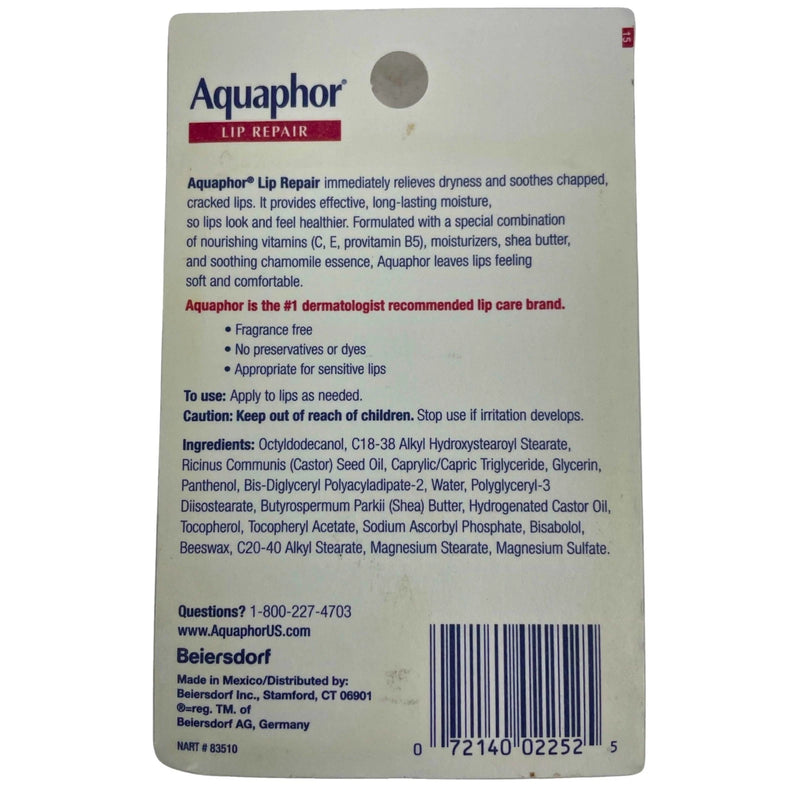 Aquaphor Lip Repair Immediate Relief Ointment Severe Dry Chapped Lips 5 Pack