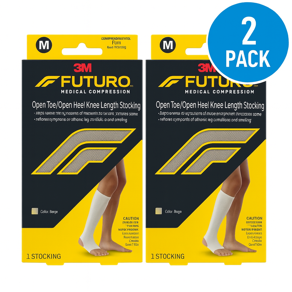 3M Futuro Medical Compression Stocking Open Toe/Heel Beige (2 Pack) New 1