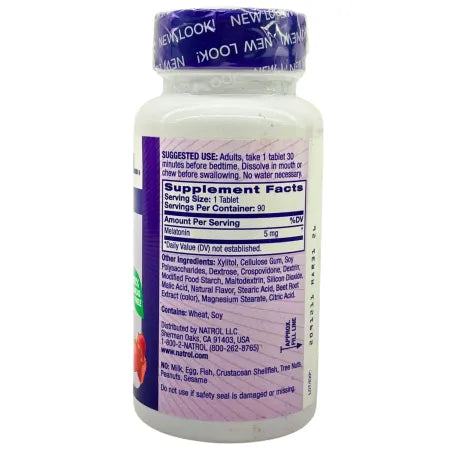 Natrol Melatonin 5mg 90 Tablets Strawberry – 3 Pack – New