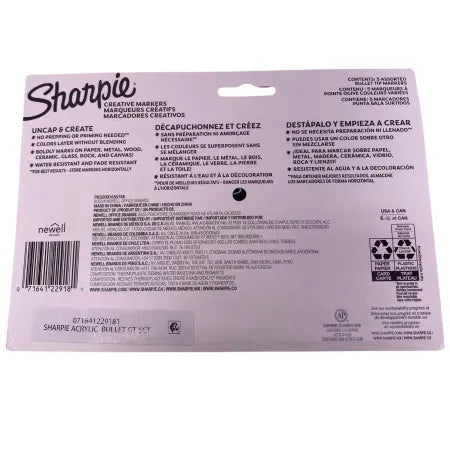 Sharpie Creative Markers Acrylic Bullet Tip 5ct 3 Pack New