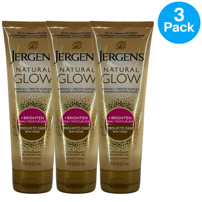 Jergens Natural Glow +Brighten Daily Moisturizer Medium to Deep 7.5fl oz 3 Pack