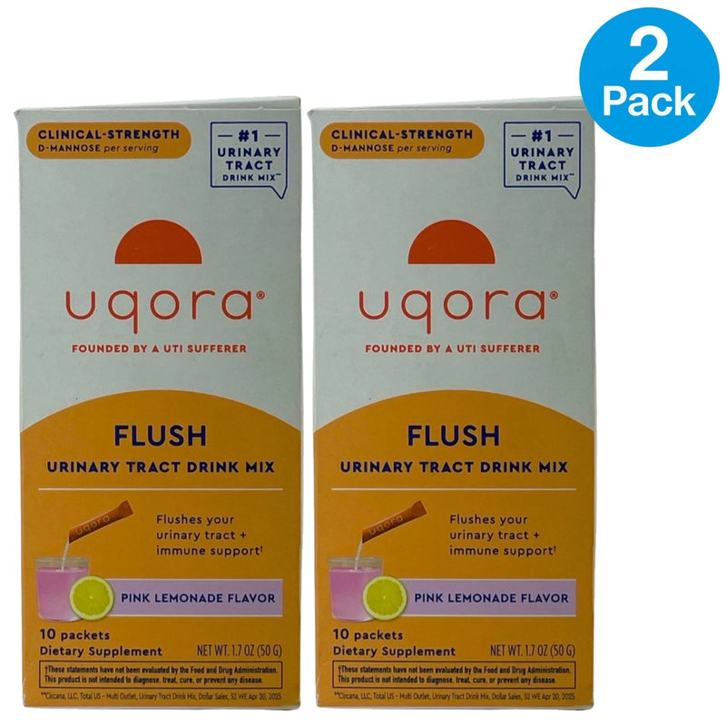 Uqora Flush Urinary Tract Drink Mix Pink Lemonade Flavor 10 Packets 2 Pack