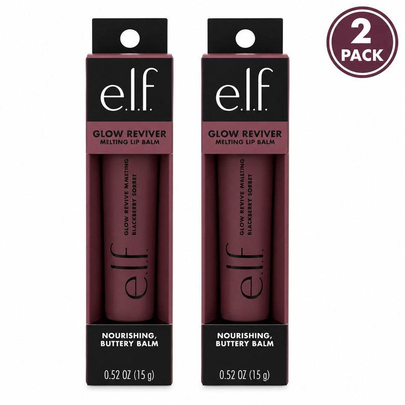 e.l.f. Glow Reviver Melting Lip Balm Blackberry Sorbet Nourishing 0.52 oz 2 Pack