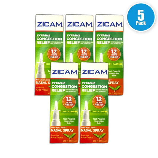 Zicam Extreme No-Drip Nasal Spray Aloe 0.5oz Exp 07/28 Pack of 5 New