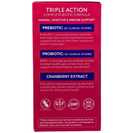 Florajen Women’s Triple Action Probiotic Pre + Pro + Cranberry 30 Caps EXP 04/26