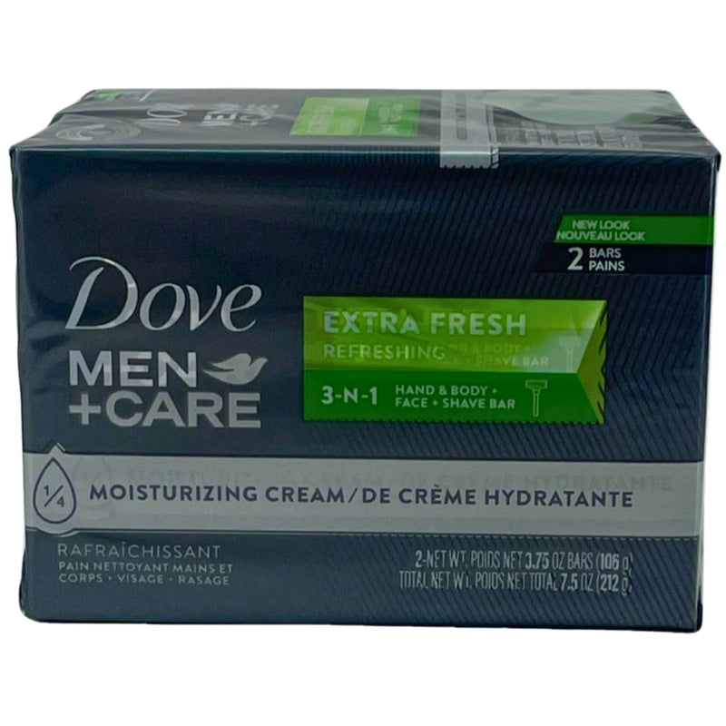 Dove Men+Care Extra Fresh Refreshing 3-in-1 Hand Body Face & Shave Bar 3.75 oz