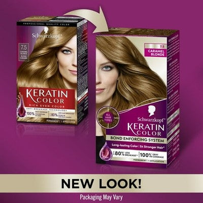 SCHWARZKOPF KERATIN COLOR 7.5 CARAMEL BLONDE HAIR DYE 2 PACK PERMANENT 7