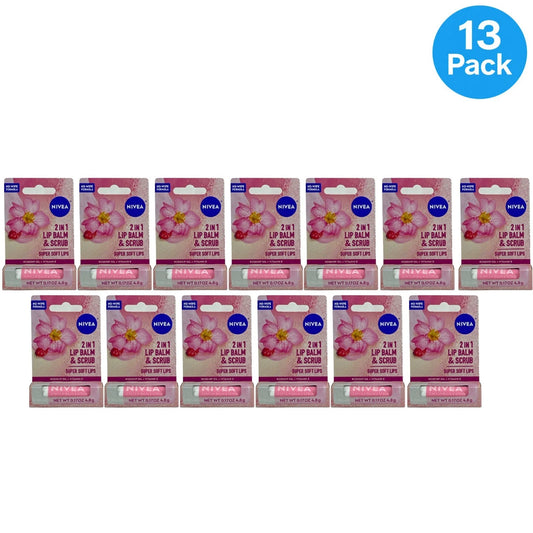 Nivea Lip Balm & Scrub Rosehip Oil 0.17 Oz 13 Pack New