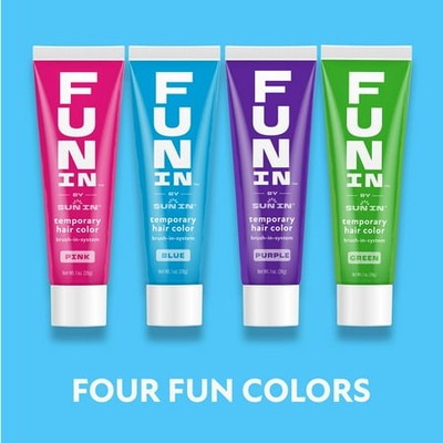 Fun In by Sun In – Temporary Hair Color Blue – Pack of 4 (1 oz each) NEW 6