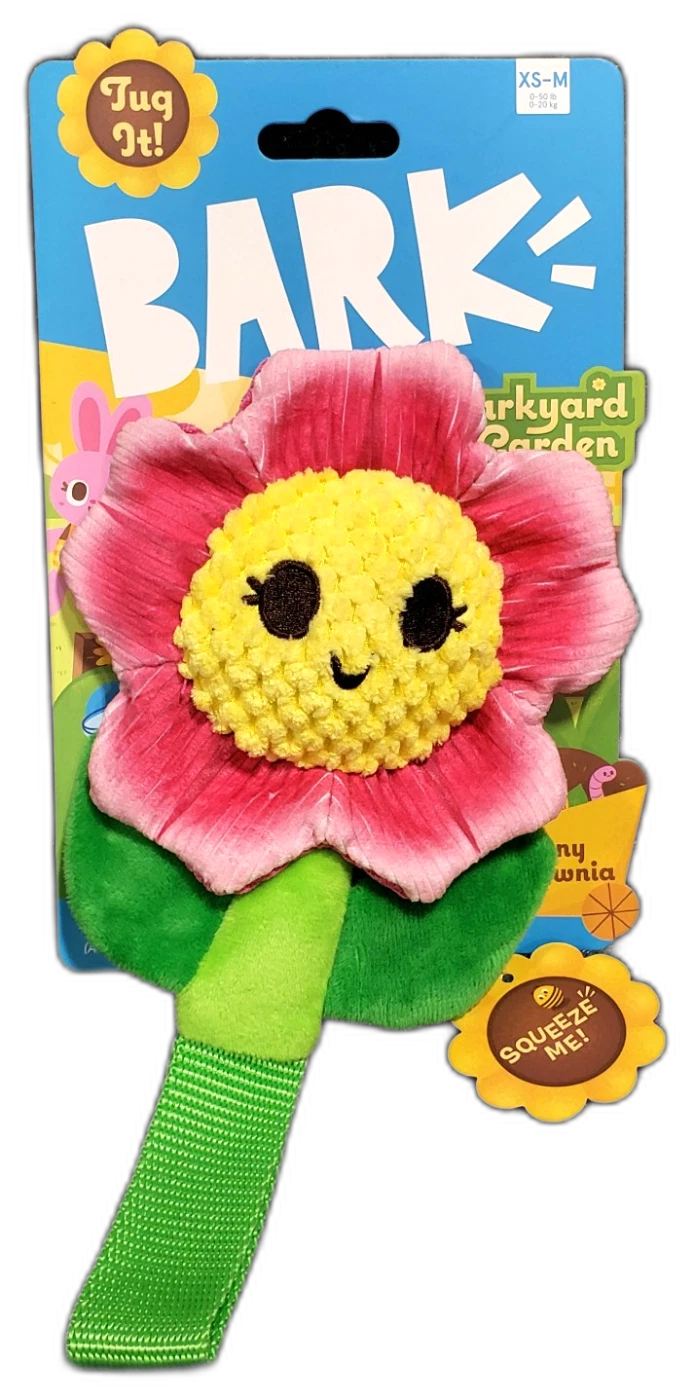 BarkBox Penny Plush Tug Flower Dog Toy Squeaky Pet Toy 2 Total Pack of 2 New