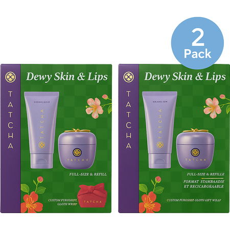 2 Pack Tatcha Dewy Skin & Lips Set – The Rice Wash + Cream + Lip Mask New