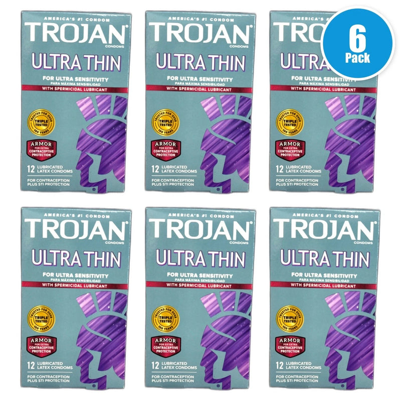 TROJAN Ultra Thin Lubricated Latex Condom Exp 06/28 Pack of 6 New