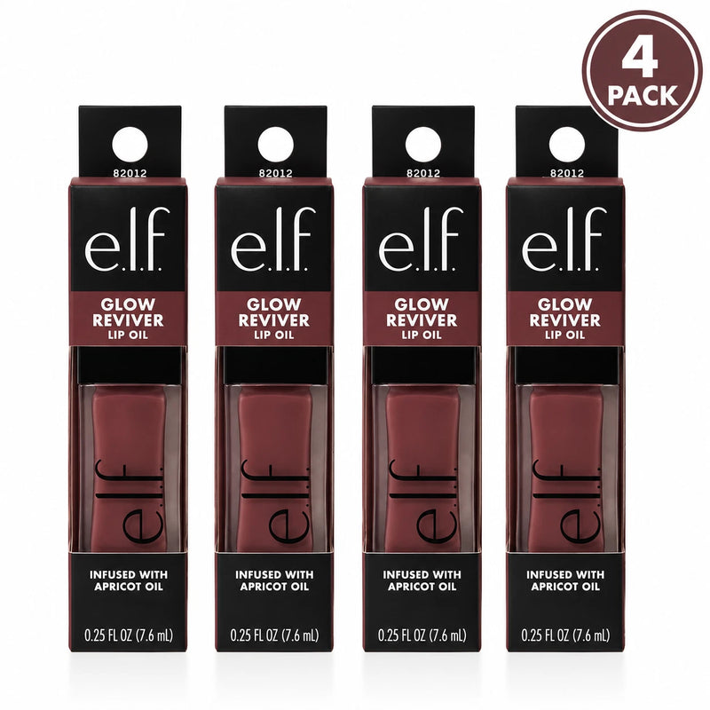 e.l.f. Glow Reviver Lip Oil Jam Session Infused with Apricot Oil 0.25 oz 4 Pack