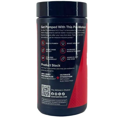 Six Star Pre-Workout N.O. Fury Nitric Oxide Boost 60 Caplets 4 Pack Exp 2027