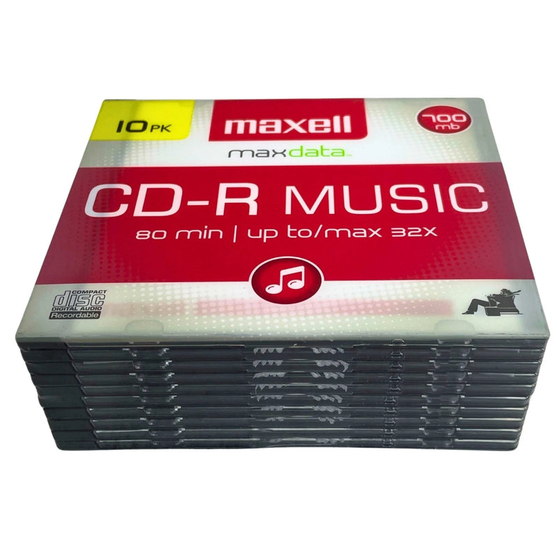 Maxell CD-R Music maxdata 80 Min 700MB Recordable Discs Slim Jewel Cases 3 Pack