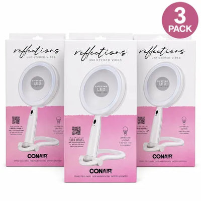 Conair Reflections Unfiltered Vibes LED Lighted Makeup Mirror 1X/3X Mag 3 Pack