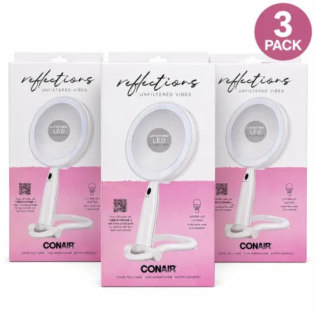 Conair Reflections Unfiltered Vibes LED Lighted Makeup Mirror 1X/3X Mag 3 Pack