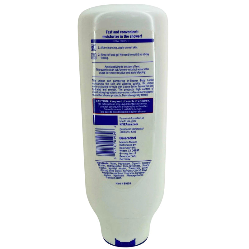 Nivea In-Shower Body Lotion Cocoa Butter 13.5 oz 4 Pack New