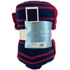 Wayland Square Cozy Knit Throw Blanket Red Navy Stripe Plush Luxury 50 in x 60 i