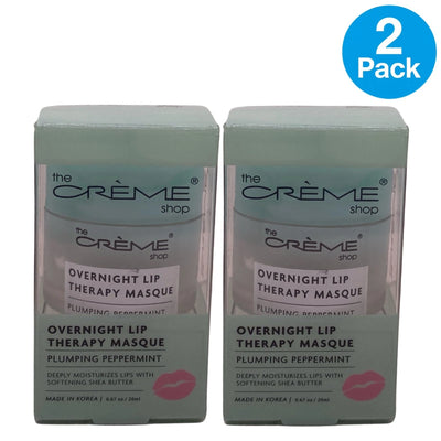 The Crème Shop Overnight Lip Therapy Masque Peppermint 2 Pack New