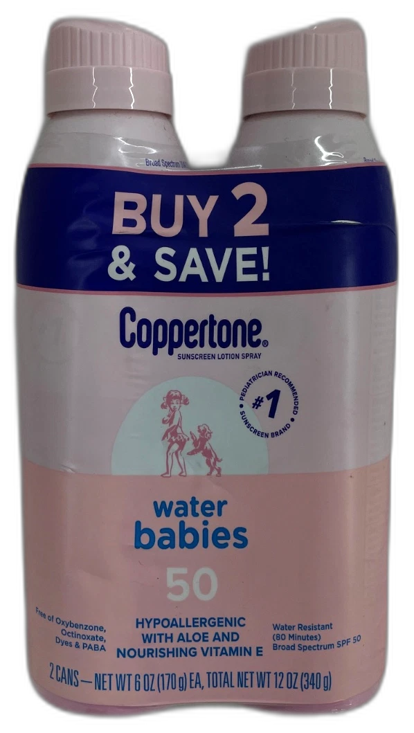 Coppertone WaterBabies Lotion Water 10 Total Exp 07/27 Pack of 5 New