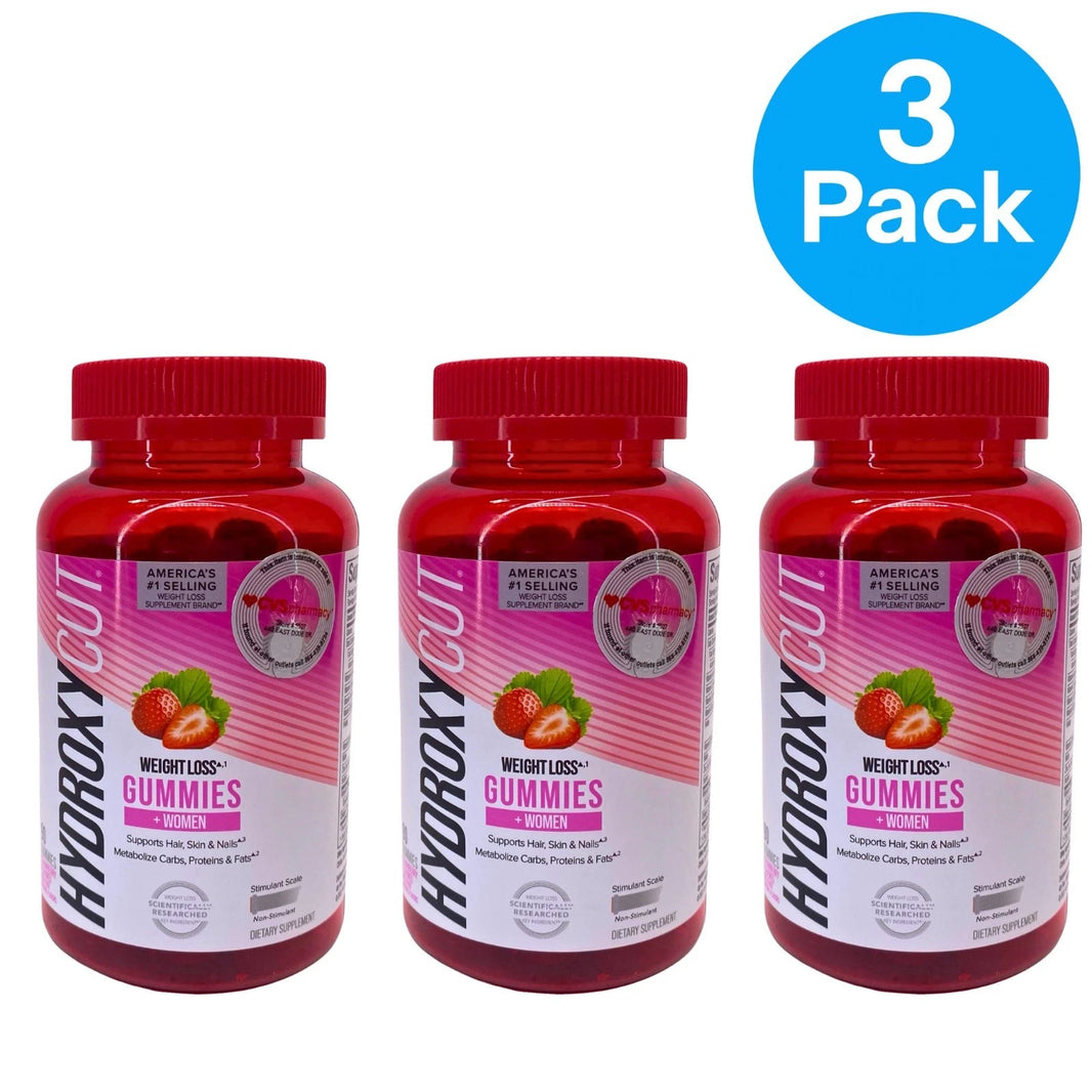 Hydroxycut Weight Loss Gummies for Women Biotin & Collagen 90ct 3 Pack Bundle