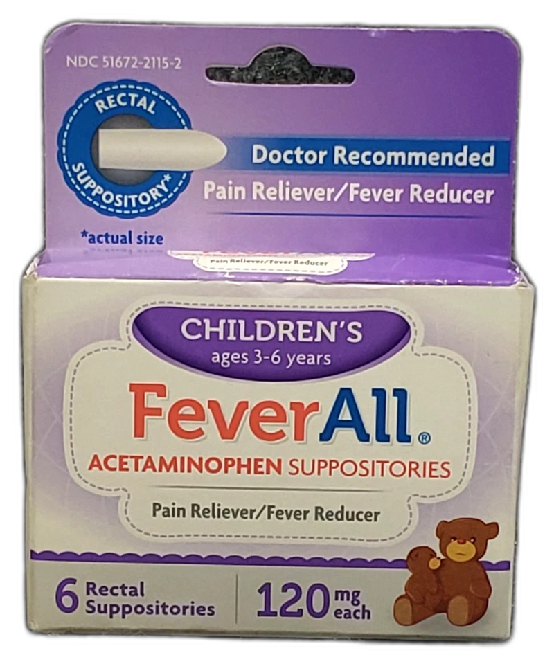 FeverAll Acetaminophen 6ct 80mg 120mg 325mg Fever Relief Exp 01/28 Pack of 3 New