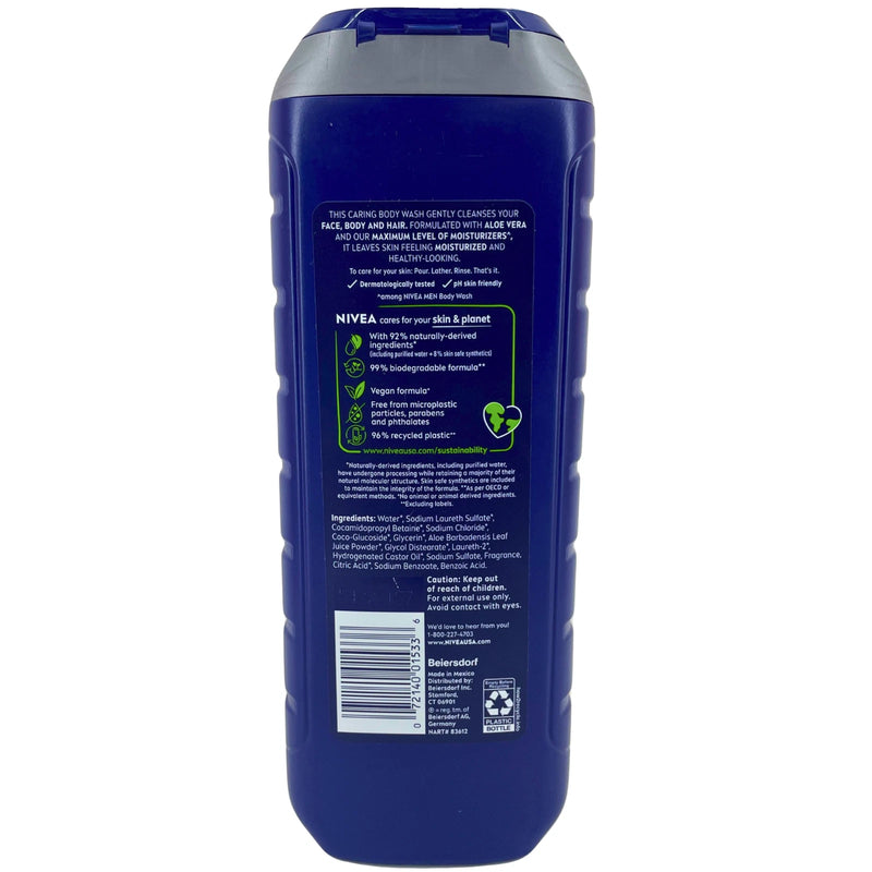 NIVEA MEN Maximum Hydration 3 in 1 Body Wash Aloe Vera 16.9 oz 5 Pack New