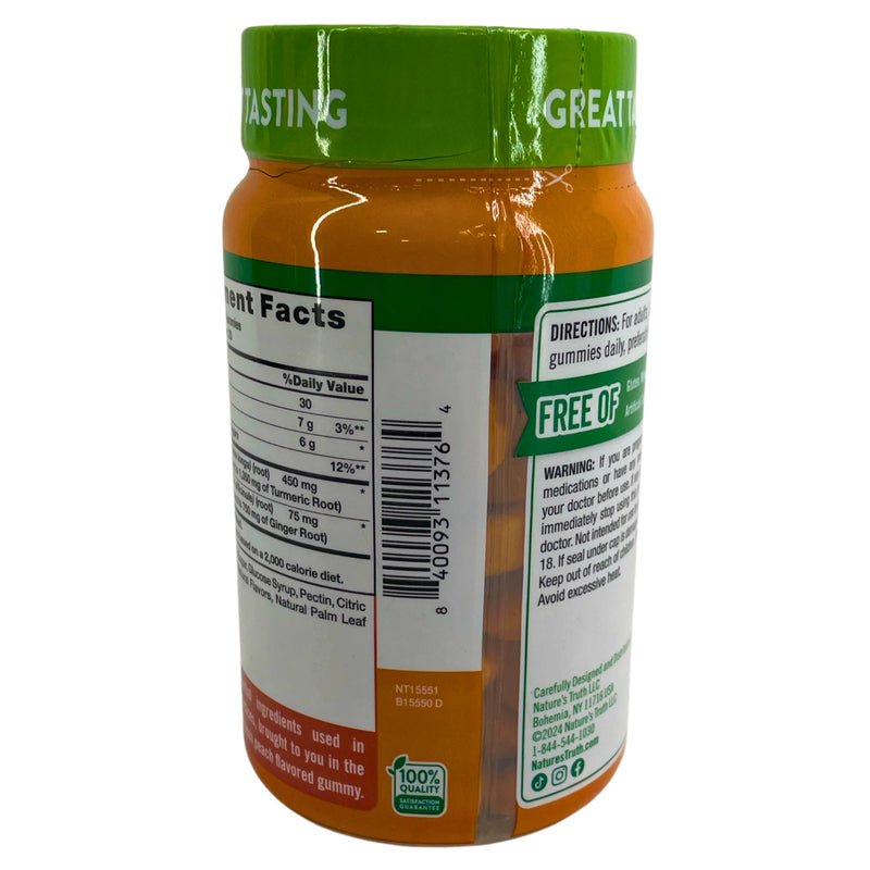 Nature's Truth Turmeric Curcumin Gummies + Ginger Peach Flavor Exp 07/27 2 Pack