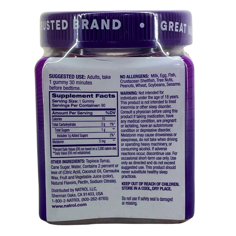 Natrol Melatonin 5mg Sleep Aid Gummies Strawberry Flavor 90ct 2 Pack New 08/2026