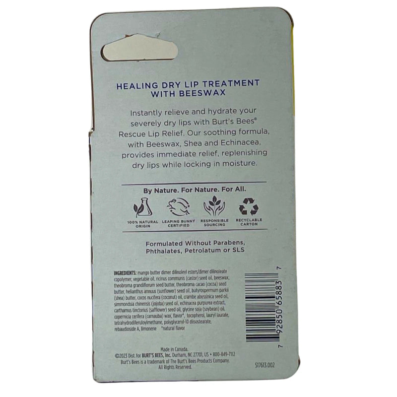 Burt's Bees Rescue Lip Relief Healing Dry Lip Treatment 0.35 oz 2-Pack 3-Pack Ne