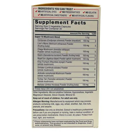 Force Factor Modern Mushrooms 10-Mushroom Superfood Blend 90 Capsules – New 2