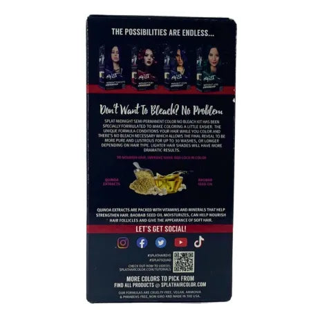 Splat Midnight Scarlet Hair Color No Bleach Needed Semi-Permanent 3 Pack Bundle