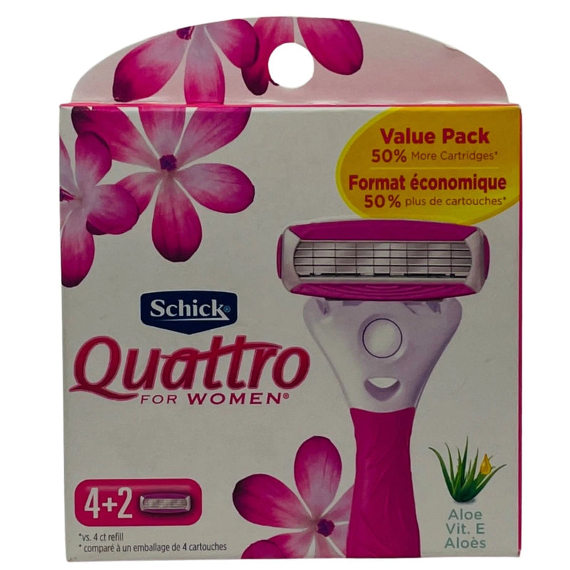 Schick Quattro for Women 4+2 Razors Cartridges – 6 Pack – New