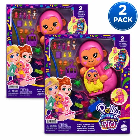 Polly Pocket Starlight Castle Glitter Surprise Pocket World 2 Pack New