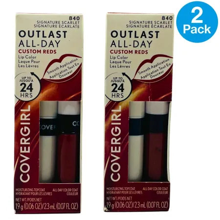 Covergirl Outlast All-Day Custom Reds Lip Color 840 Signature Scarlet 2 Pack New 1