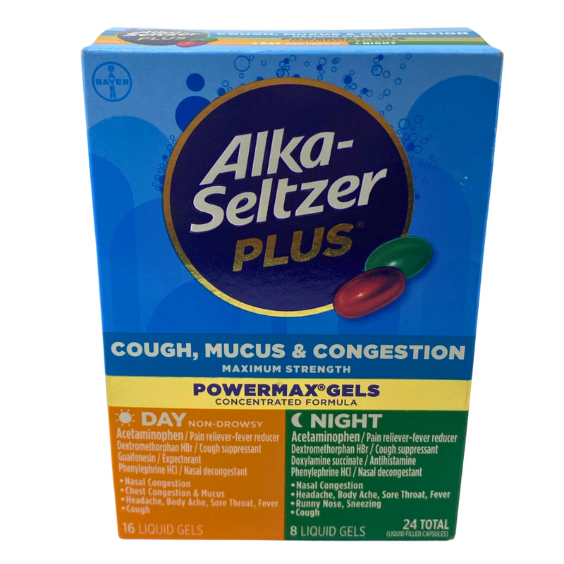 Alka-Seltzer Plus Cough Mucus & Congestion Day & Night PowerMax Gels 24 3 Pack