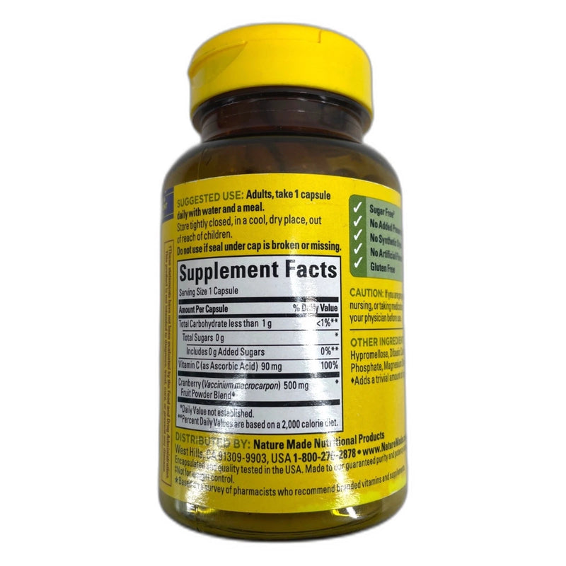 Cranberry Supplement 500mg with Vitamin C Antioxidant 60 Capsules Exp 04/27 New