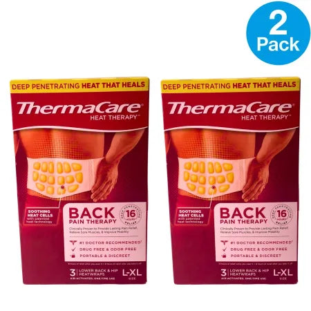 ThermaCare Back Pain Therapy Heatwraps L-XL 3 Ct (2 Pack ) 2028-04-30 New