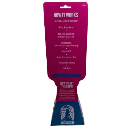 Bed Head Wave Affair Tourmaline Ceramic Three Barrel Waver 3 Pack New