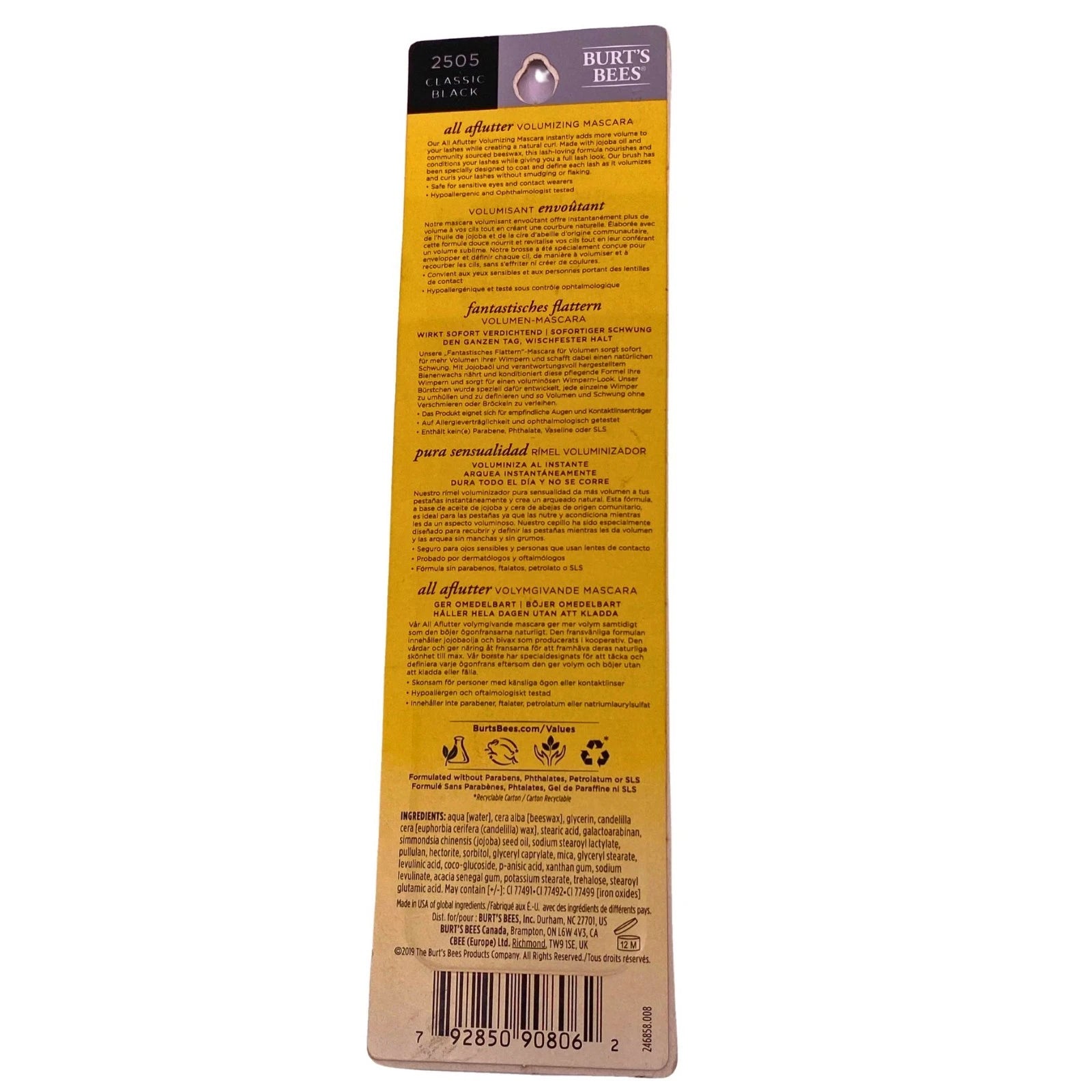 Burt's Bees All Aflutter Volumizing Mascara - 2505 Classic Black, 100% Natural 2