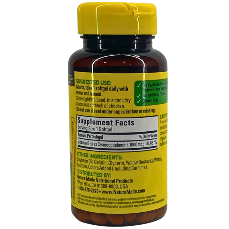 Nature Made Vitamin B12 1000 mcg Cellular Energy Support 150 Softgels Exp 05/27