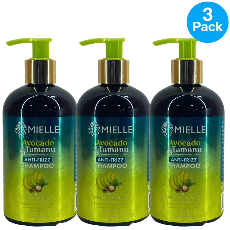 Mielle Organics Avocado & Tamanu Anti-Frizz Shampoo Silicone Free 12 Fl Oz 3 Pac