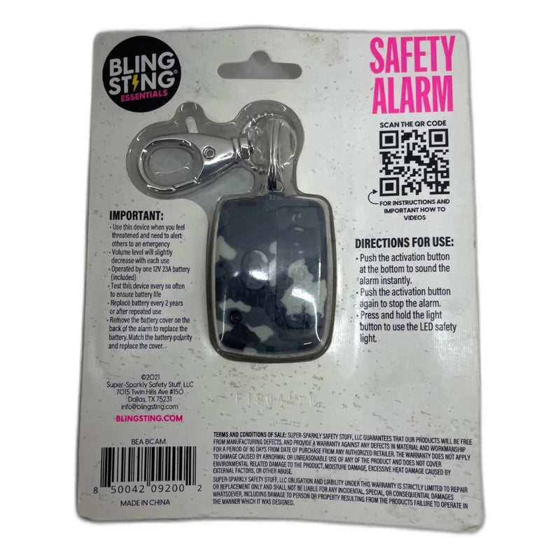 Bling Sting Safety Alarm Super Loud 125 Decibel Black Grey Camo Pack of 3 New