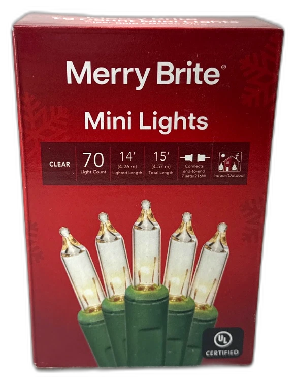 Merry Brite Count Mini String Clear White Bulb 840 Total Pack of 12 New